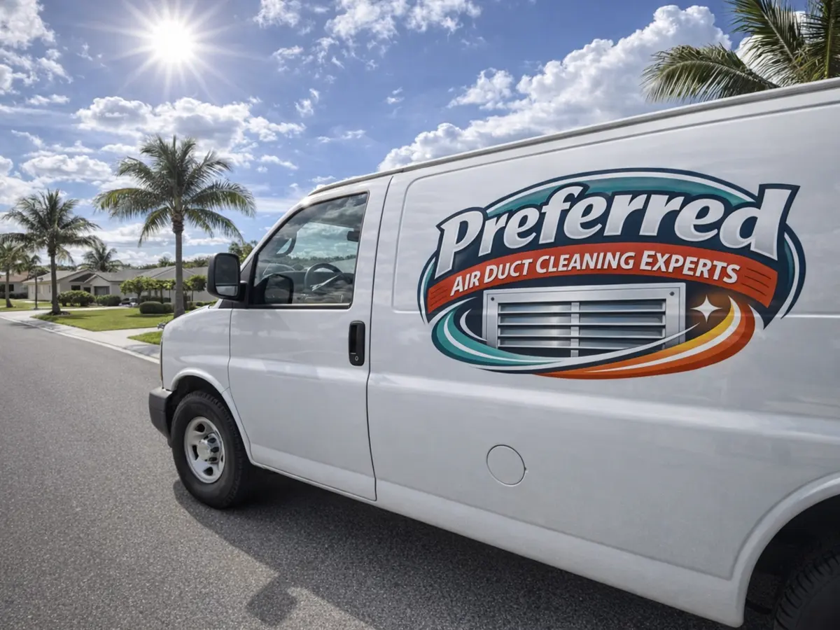 Service van arriving on a Cape Coral, FL street — local same-day coverage