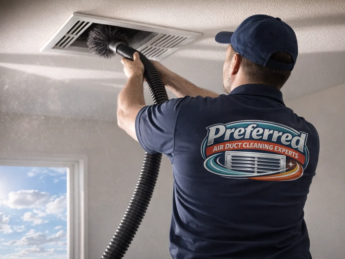 air duct cleaning technician on the job in Cape Coral, FL